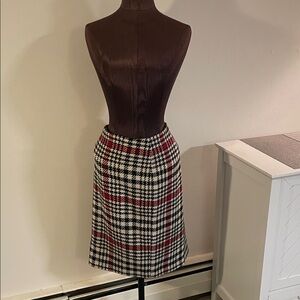 Talbots A-Line Houndstooth Skirt - Black, White, Red